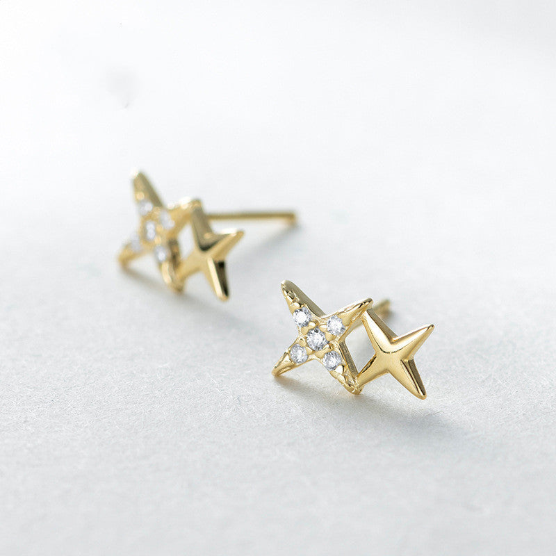 Star Sterling Silver Stud Earrings-Jewearrings