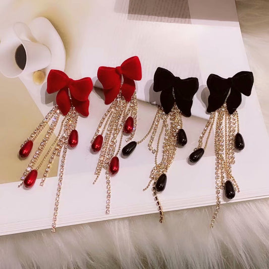 Super Cute Velvet Bow Earrings For Christmas-Jewearrings