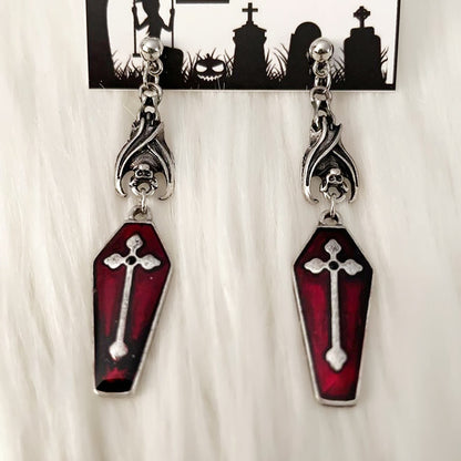 Women's Fashion Gothic Coffin Cross Earrings-Jewearrings