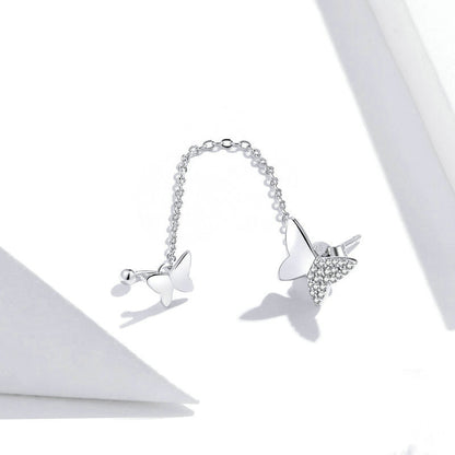 Silver Butterfly Butterfly Flying Platinum Plated Stud Earrings-Jewearrings