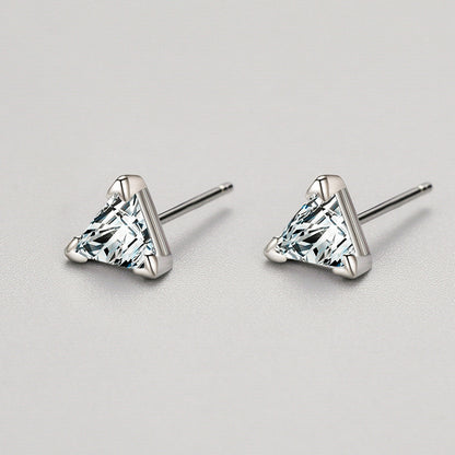 S925 Silver Triangle Earrings With Diamonds-Jewearrings