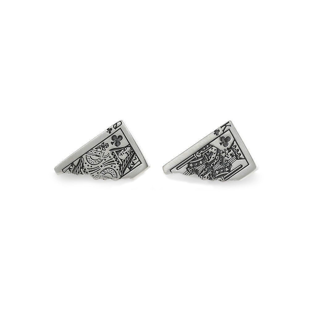 Distressed Poker Stud Earrings Simple Trendy Special-interest Design-Jewearrings