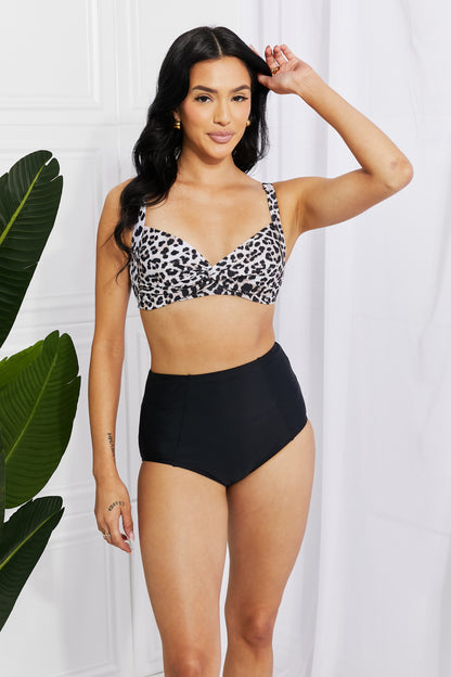 Marina West Swim Take A Dip Twist High-Rise Bikini in Leopard-Jewearrings