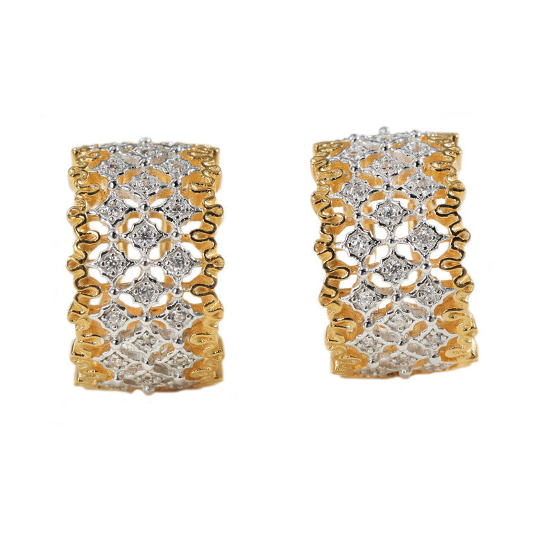 European And American Italian Craftsmanship Palace S925 Silver Earrings-Jewearrings