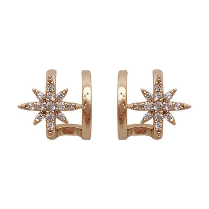 Silver Needle Simple Micro-set Zircon Small Pentagram Stud Earrings-Jewearrings