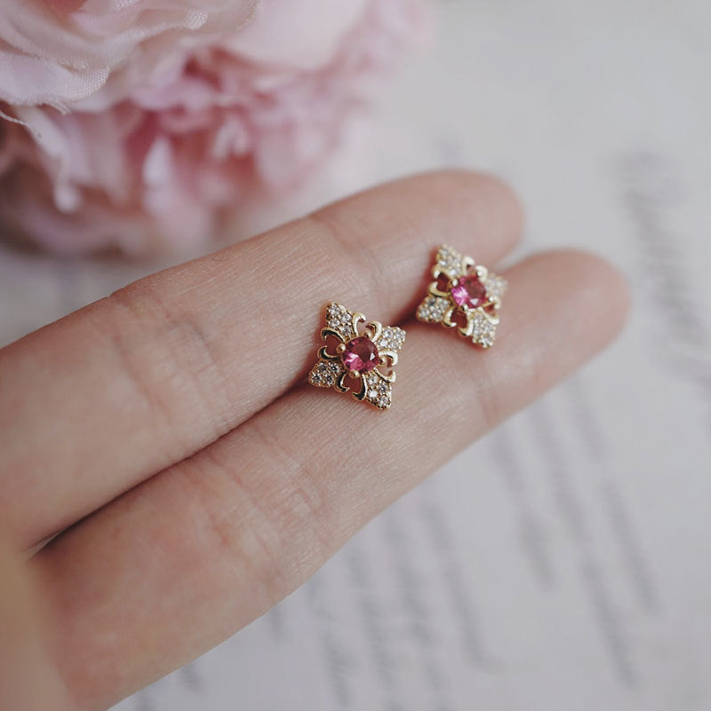 Retro Fashion Zircon Cross Earrings-Jewearrings