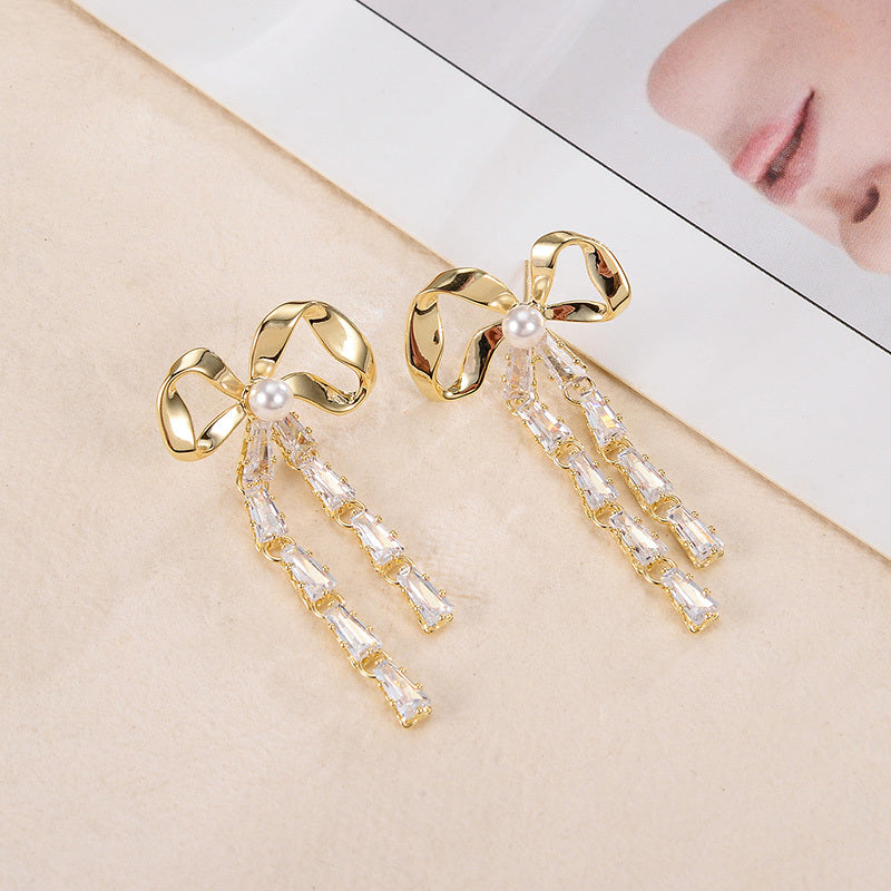 Simple Short Earrings With Bow Temperament-Jewearrings