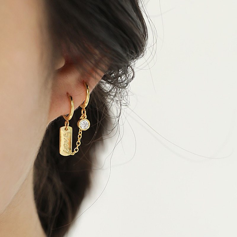 Silver Gold Double Ear Holes Drop Earrings-Jewearrings