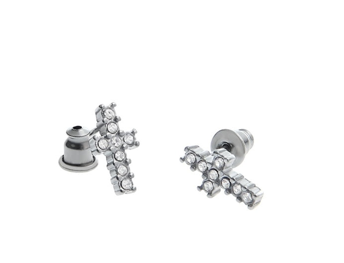 Cross Studded Fashion Earrings With Diamonds-Jewearrings