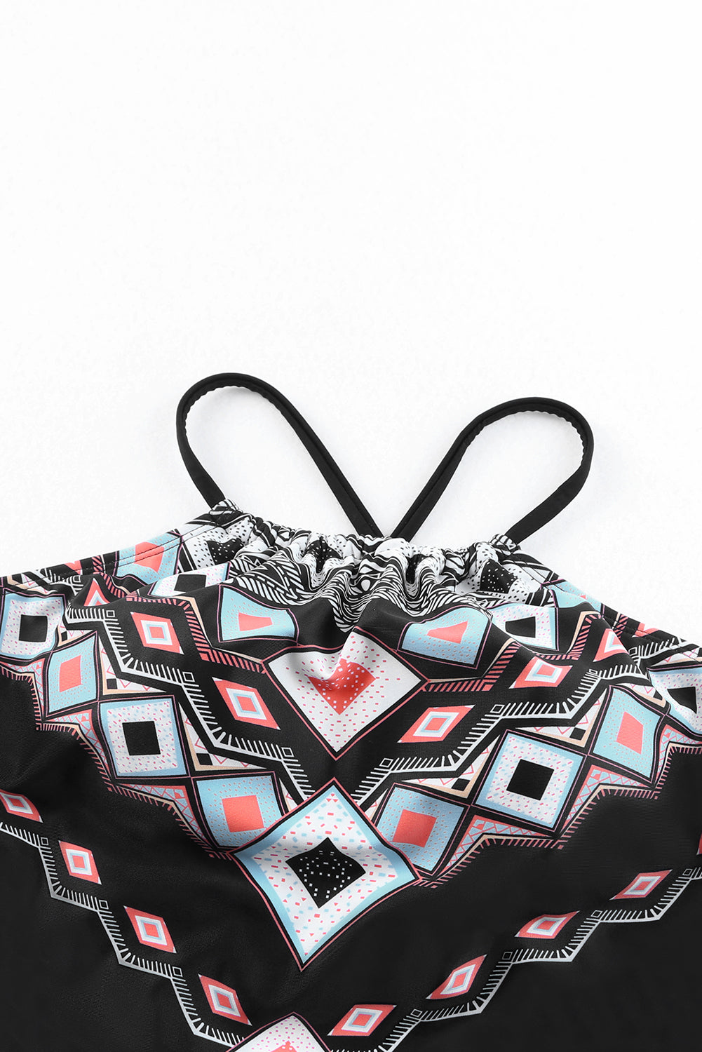 Geometric Print Tie Back One-Piece Swimsuit-Jewearrings