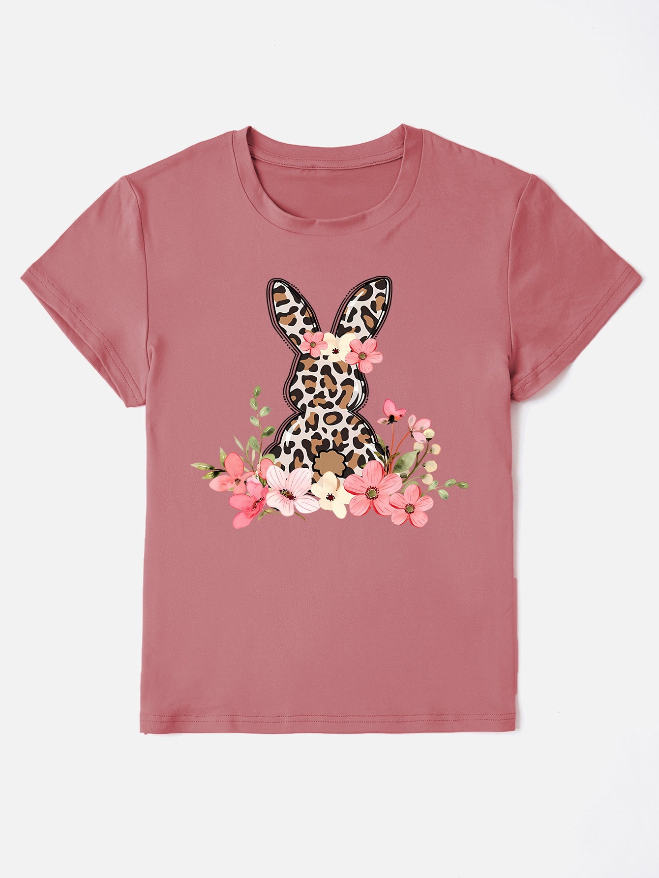 Rabbit Round Neck Short Sleeve T-Shirt-Jewearrings