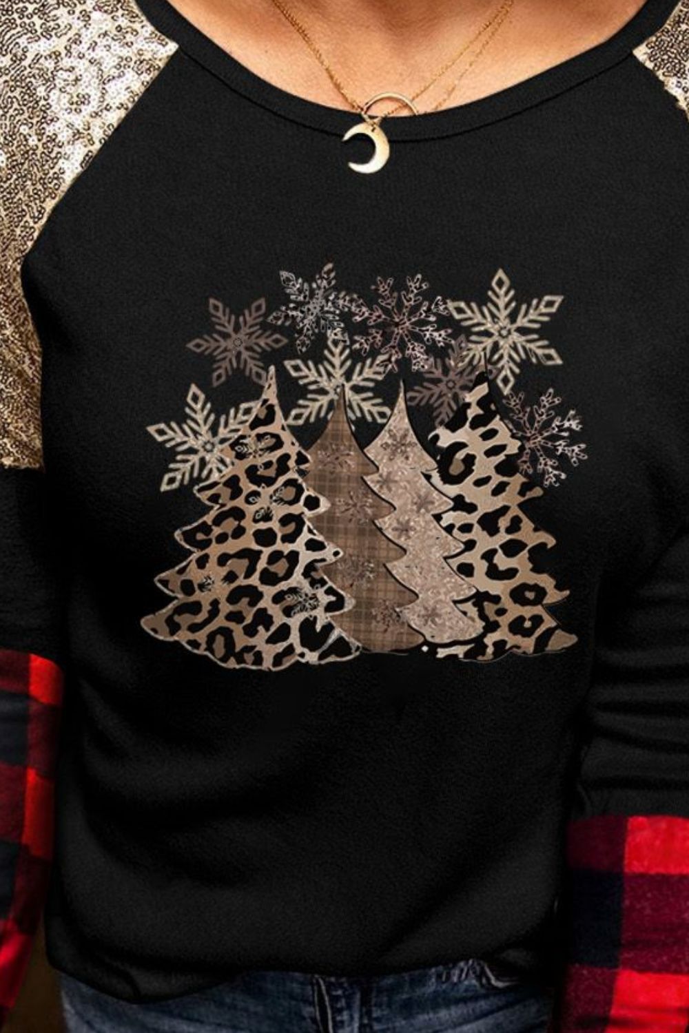 Christmas Tree Graphic Sequin T-Shirt-Jewearrings