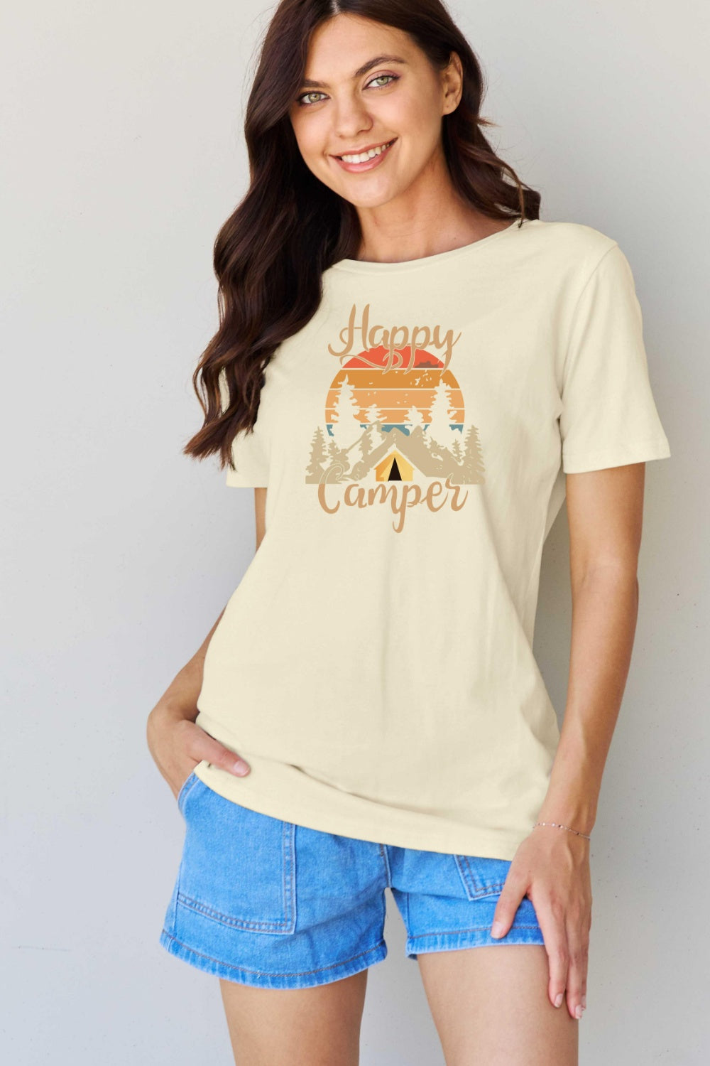 Simply Love Full Size HAPPY CAMPER Graphic T-Shirt-Jewearrings