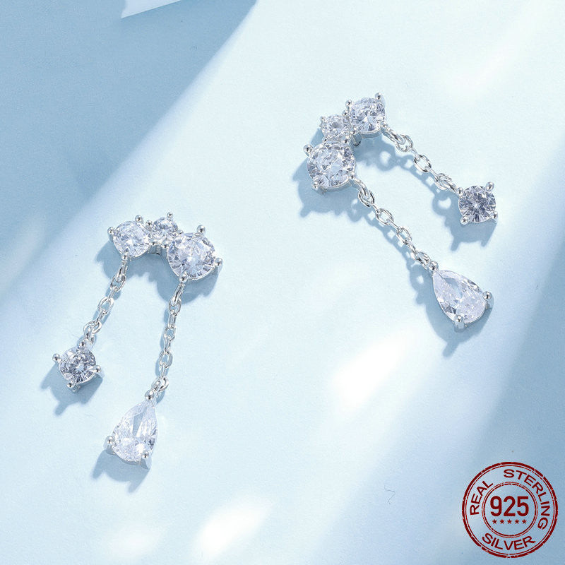 S925 Silver Drop Zircon Delicate Sparkle Earrings-Jewearrings