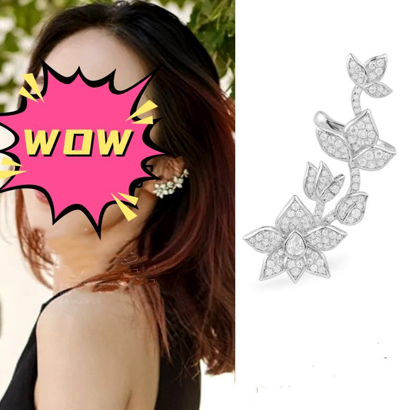 Flower Ear Bone Clip Integrated Earrings-Jewearrings