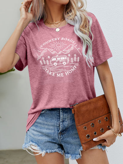 COUNTRY ROADS TAKE ME HOME Graphic Tee-Jewearrings