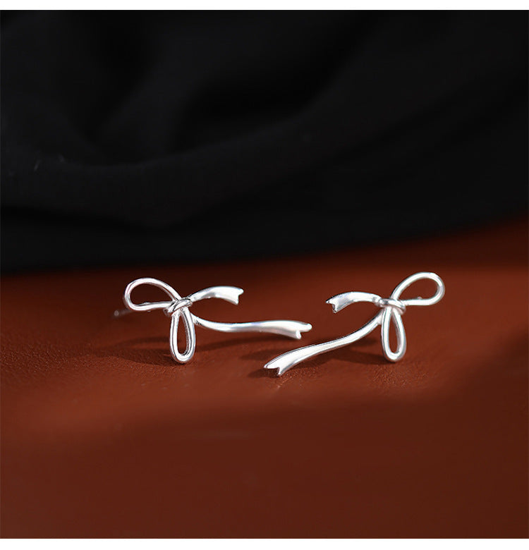 Hollow Bow Stud High Sense Special-interest Design Round Face Earrings-Jewearrings