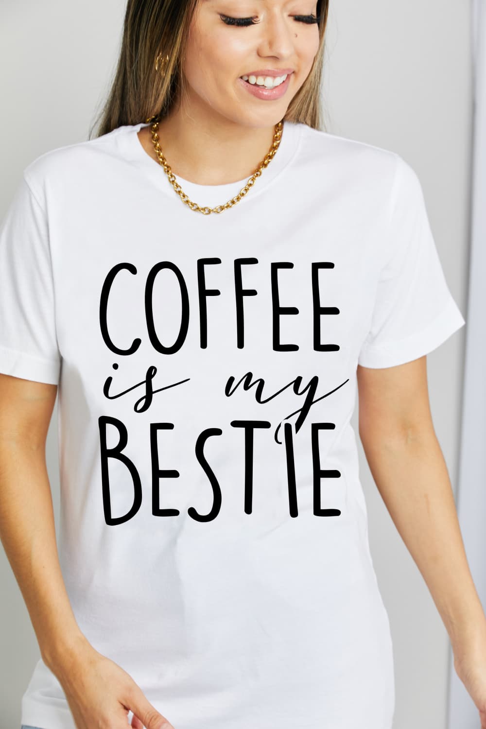 Simply Love Full Size COFFEE IS MY BESTIE Graphic Cotton T-Shirt-Jewearrings