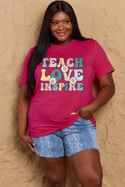 Simply Love Full Size TEACH LOVE INSPIRE Graphic Cotton T-Shirt-Jewearrings