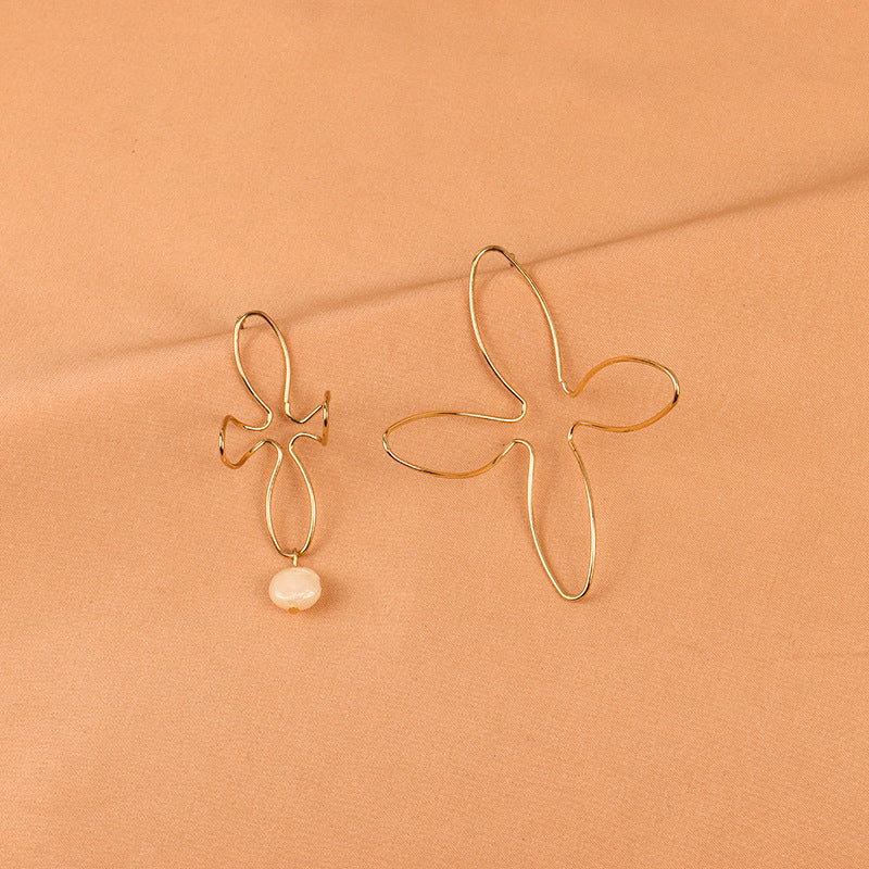 Irregular Earrings Pearl Asymmetric Exaggerated Earrings-Jewearrings