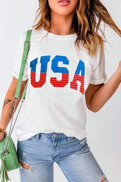 USA Round Neck Short Sleeve T-Shirt-Jewearrings