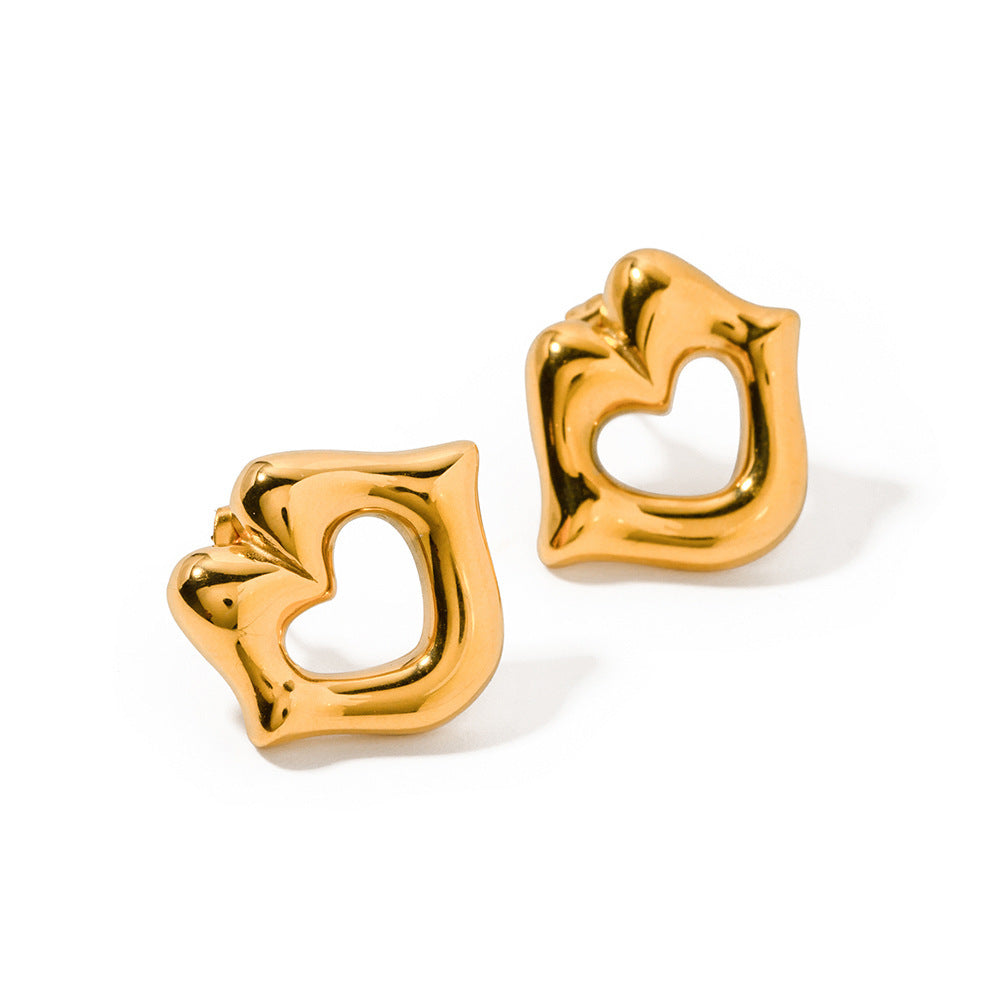 INS New 18K Gold Stainless Steel Lip Stud Earrings-Jewearrings