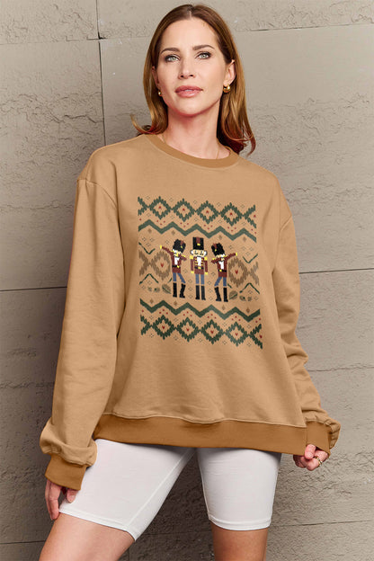 Simply Love Full Size Nutcracker Graphic Long Sleeve Sweatshirt-Jewearrings