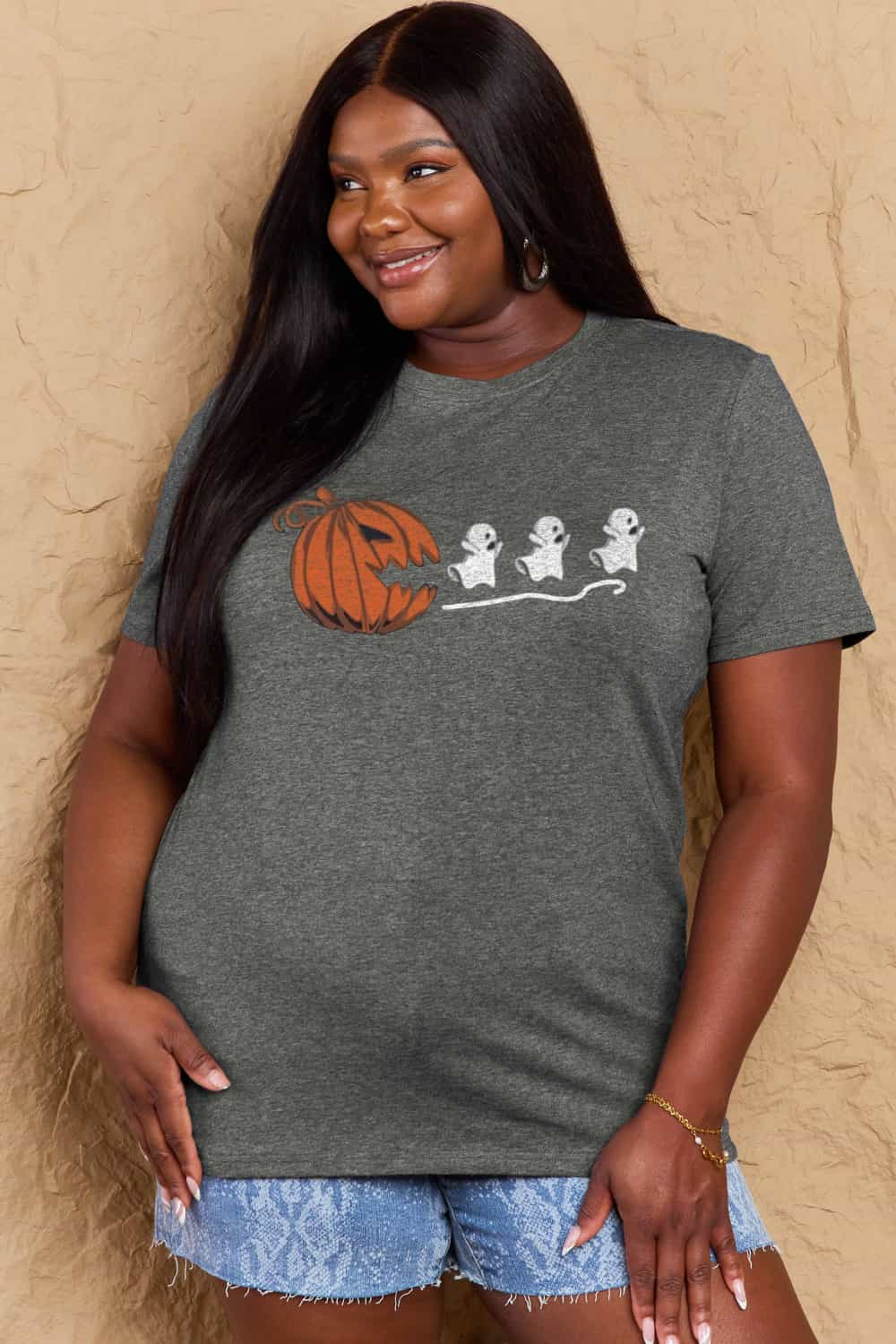 Simply Love Full Size Jack-O'-Lantern Graphic Cotton T-Shirt-Jewearrings