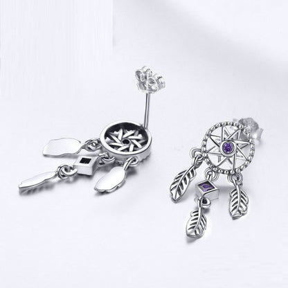 Sterling Silver Ear Studs Anti-allergy Trendy Earrings Dreamcatcher-Jewearrings