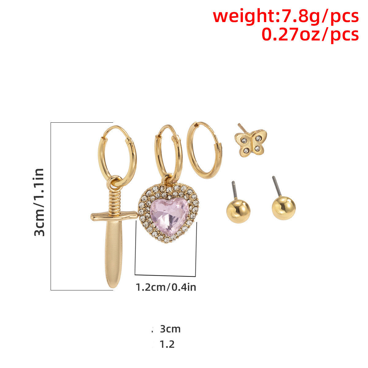 Retro Temperament Micro-set Rhinestone Love Cross Earrings-Jewearrings