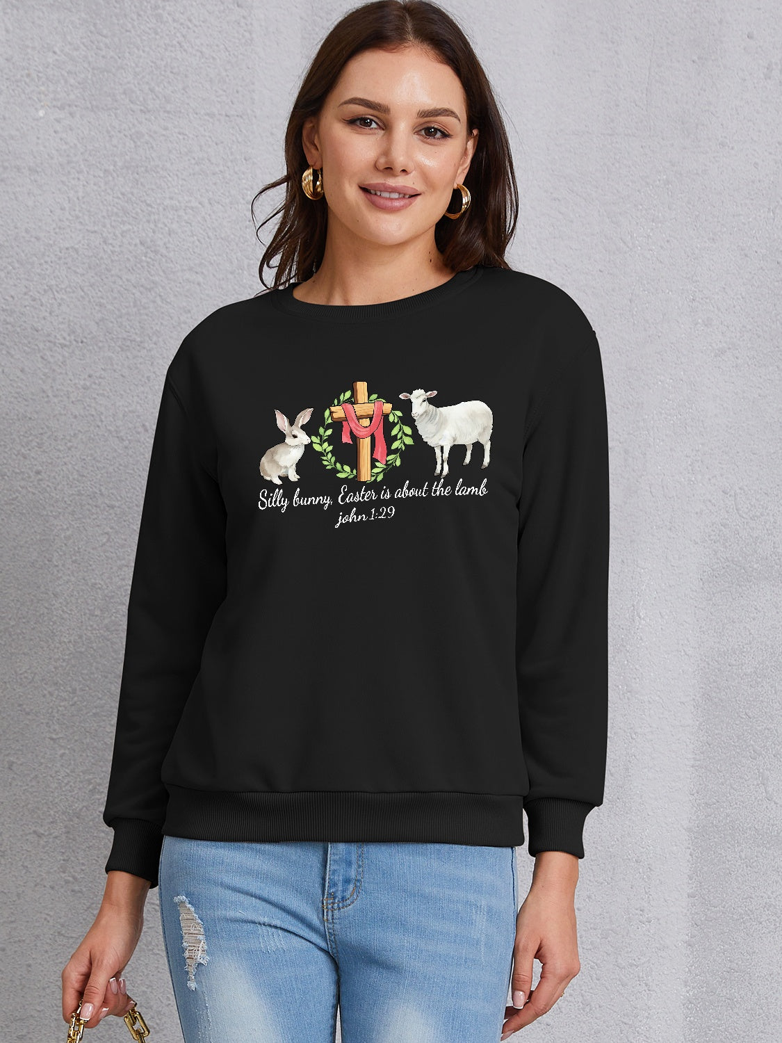 EASTER Graphic Round Neck Sweatshirt-Jewearrings