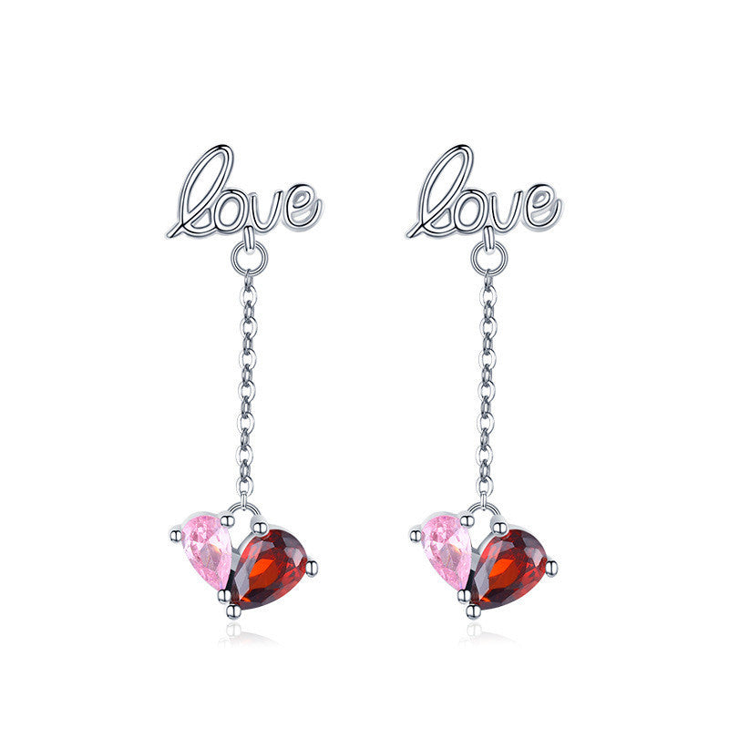 S925 Sterling Silver European And American LOVE Letter Stud Earrings-Jewearrings