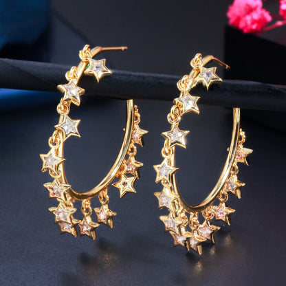 Ladies Celebrity Tassel Hoop Earrings-Jewearrings