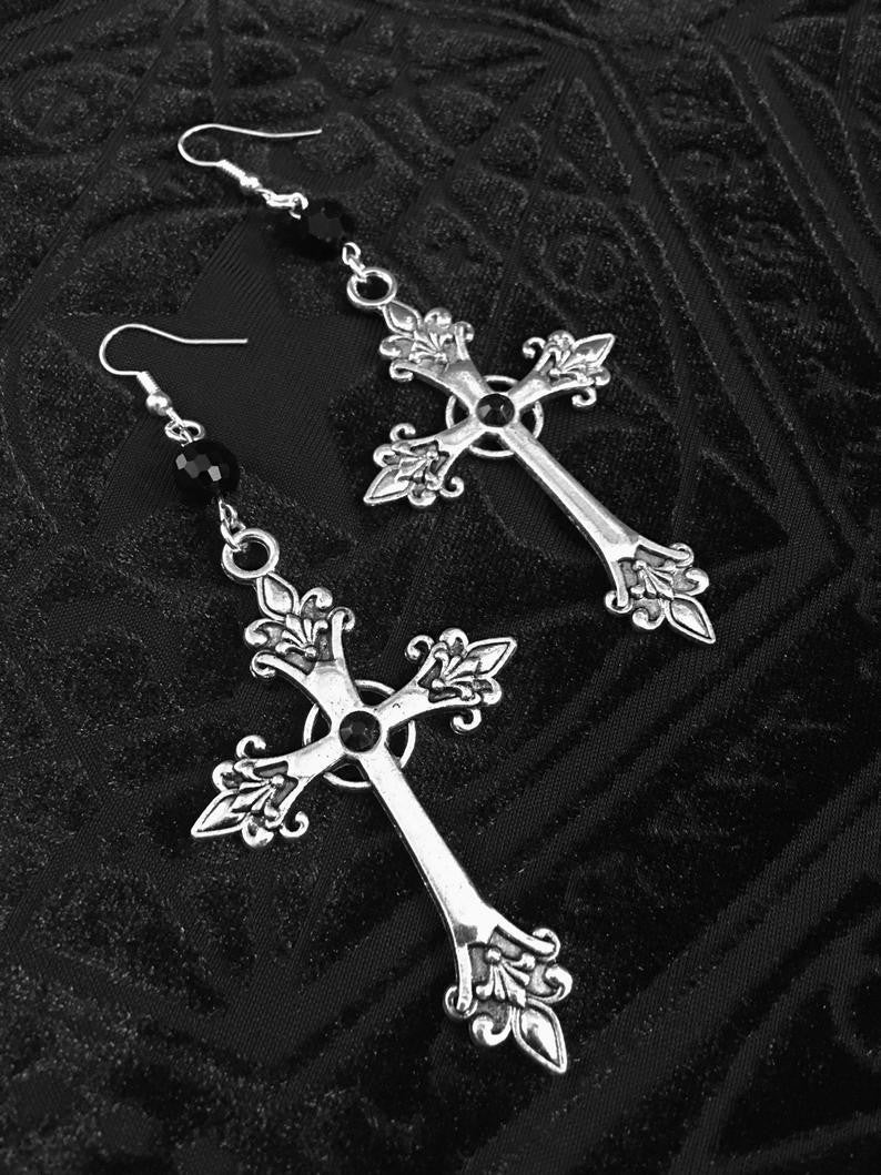 Angel Earrings Gothic Cross-Jewearrings