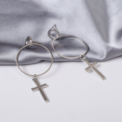 Cross pendant earrings-Jewearrings