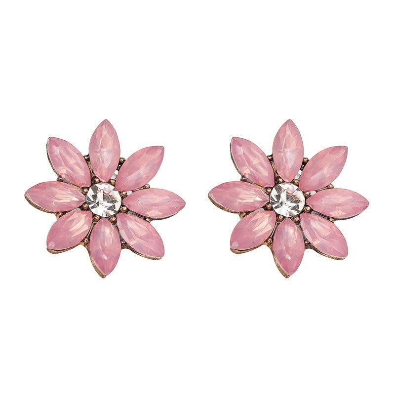 Crystal Flower Stud Earring Fashion Women Statement Stud Earrings for Women Brincos femme Factory wholesale-Jewearrings