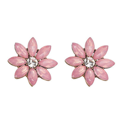 Crystal Flower Stud Earring Fashion Women Statement Stud Earrings for Women Brincos femme Factory wholesale-Jewearrings