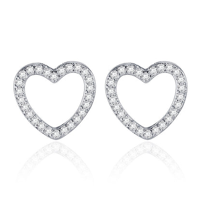 Women's Rhinestone Zircon Geometric Five-pointed Star Silver Stud Earrings-Jewearrings