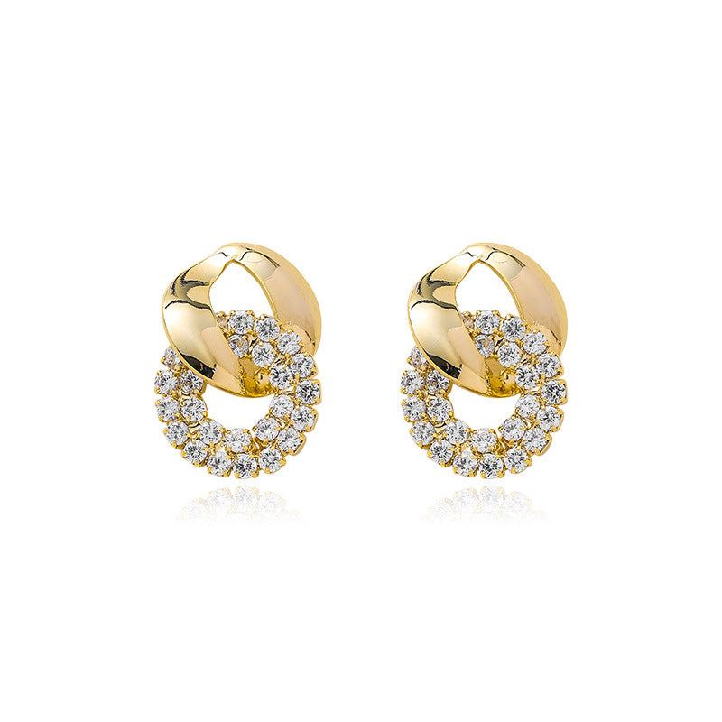 South Korean Diamond-studded Cold Wind S925 Silver Needle Stud Earrings-Jewearrings