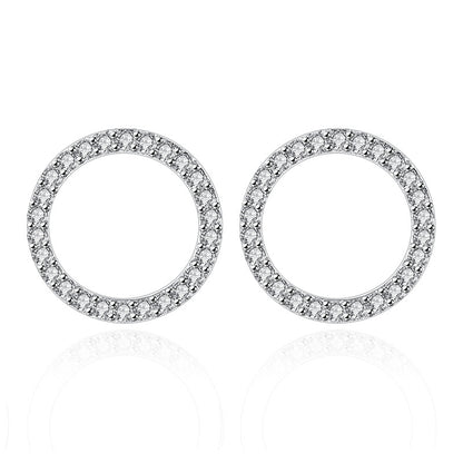 Women's Rhinestone Zircon Geometric Five-pointed Star Silver Stud Earrings-Jewearrings