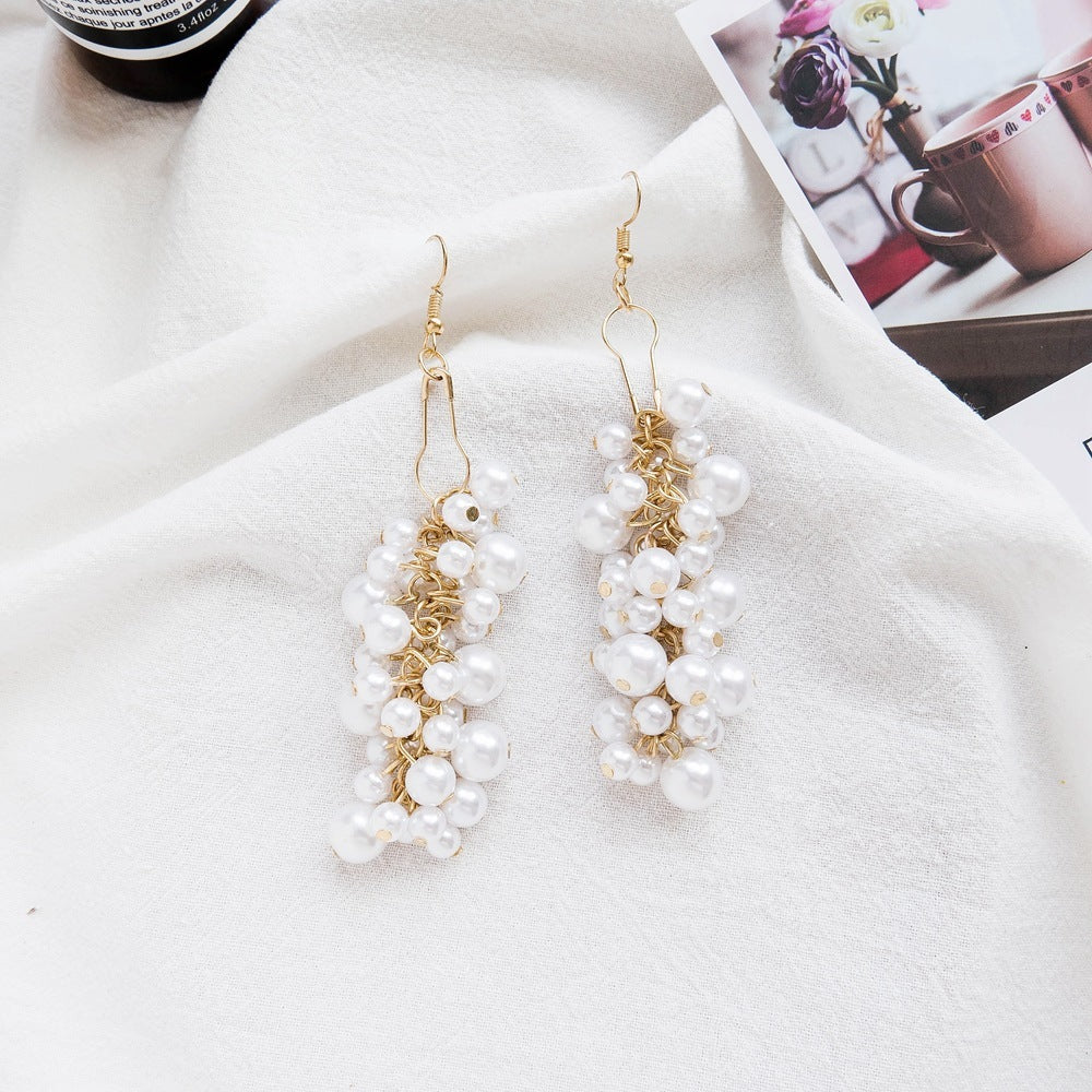 Pearl tassel earrings and grape earrings-Jewearrings