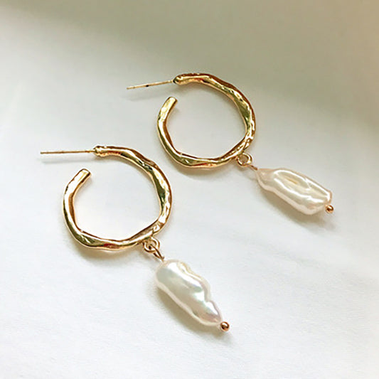 Simple pearl earrings-Jewearrings