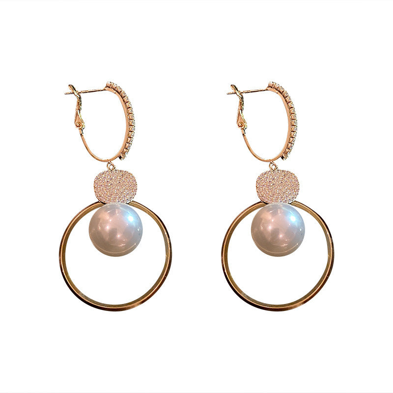 Pearl Circle High-end Niche Earrings-Jewearrings