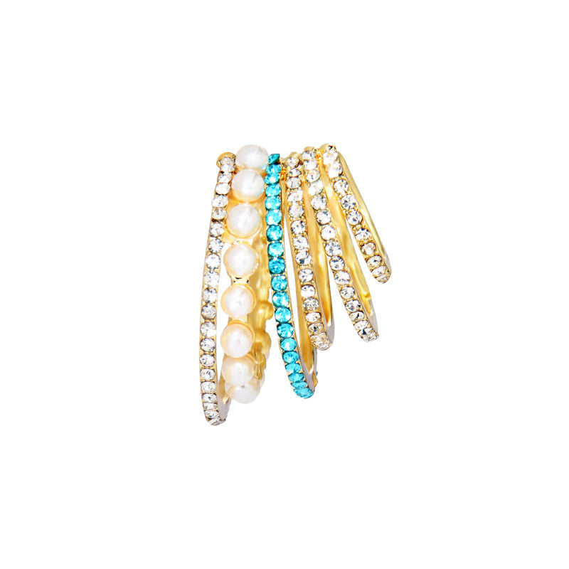 Cuff Bohemia Stackable C Shaped Rhinestone Small Earcuffs Clip Earrings-Jewearrings