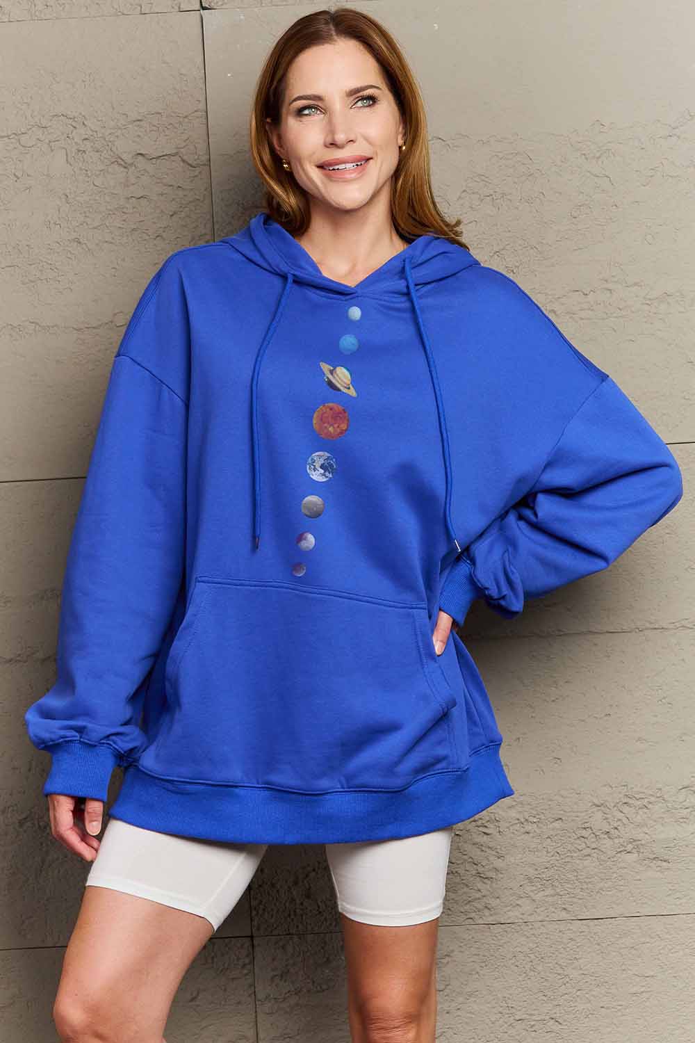 Simply Love Simply Love Full Size Dropped Shoulder Solar System Graphic Hoodie-Jewearrings