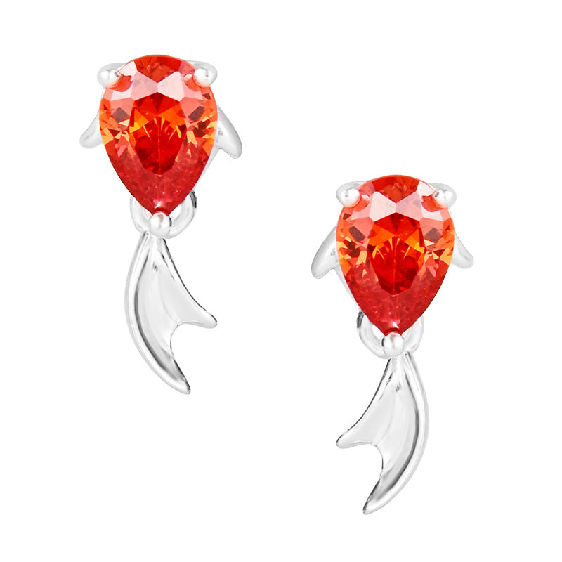 Original Design 925 Sterling Silver Koi Stud Earrings-Jewearrings