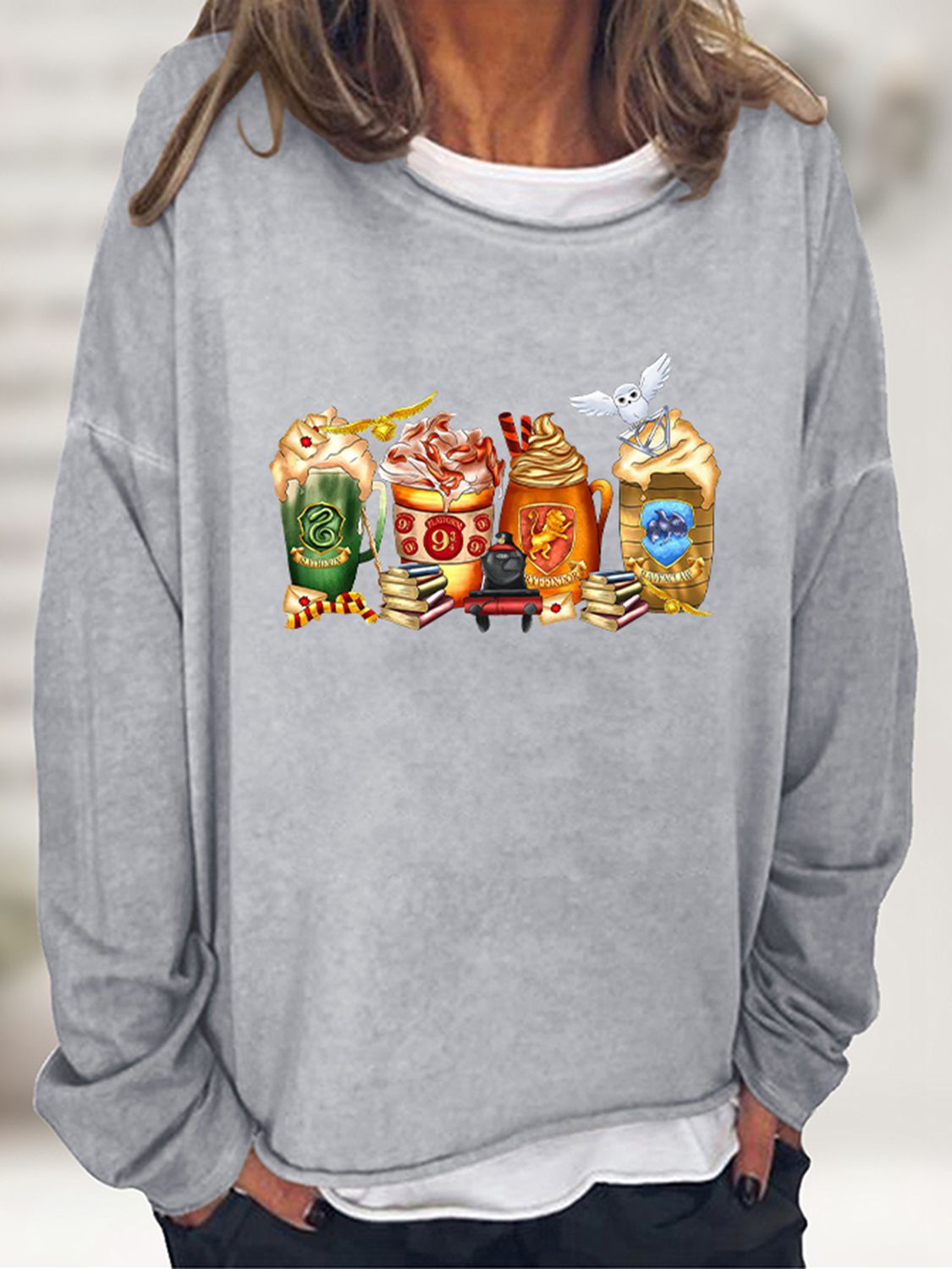 Full Size Graphic Round Neck Roll Hem Sweatshirt-Jewearrings