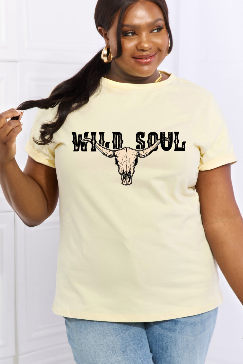 Simply Love Full Size WILD SOUL Graphic Cotton Tee-Jewearrings