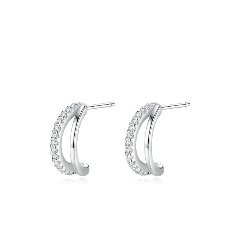 Women's Fashion Double-layer C- Shaped Stud Earrings-Jewearrings