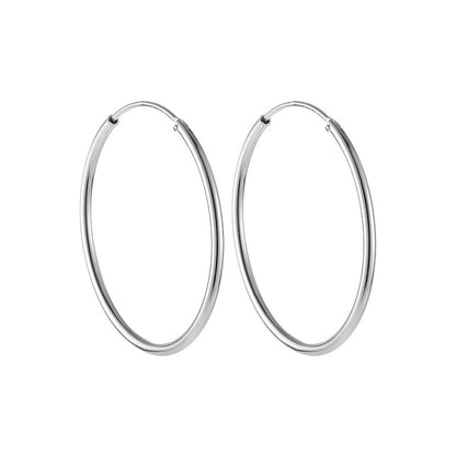 Simple Fashion Personality Circle Shape Light Body S925 Sterling Silver Ear Hoop Earrings-Jewearrings